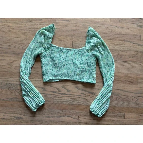ASTR women's Bonnie green long sleeve crop Top Size M‎ - Picture 4 of 4